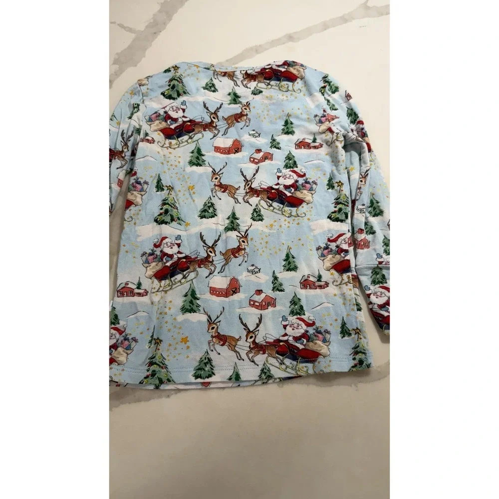 Posh Peanut Noel Christmas Pajama Top Sz 2T Bamboo Santa Holiday Reindeer